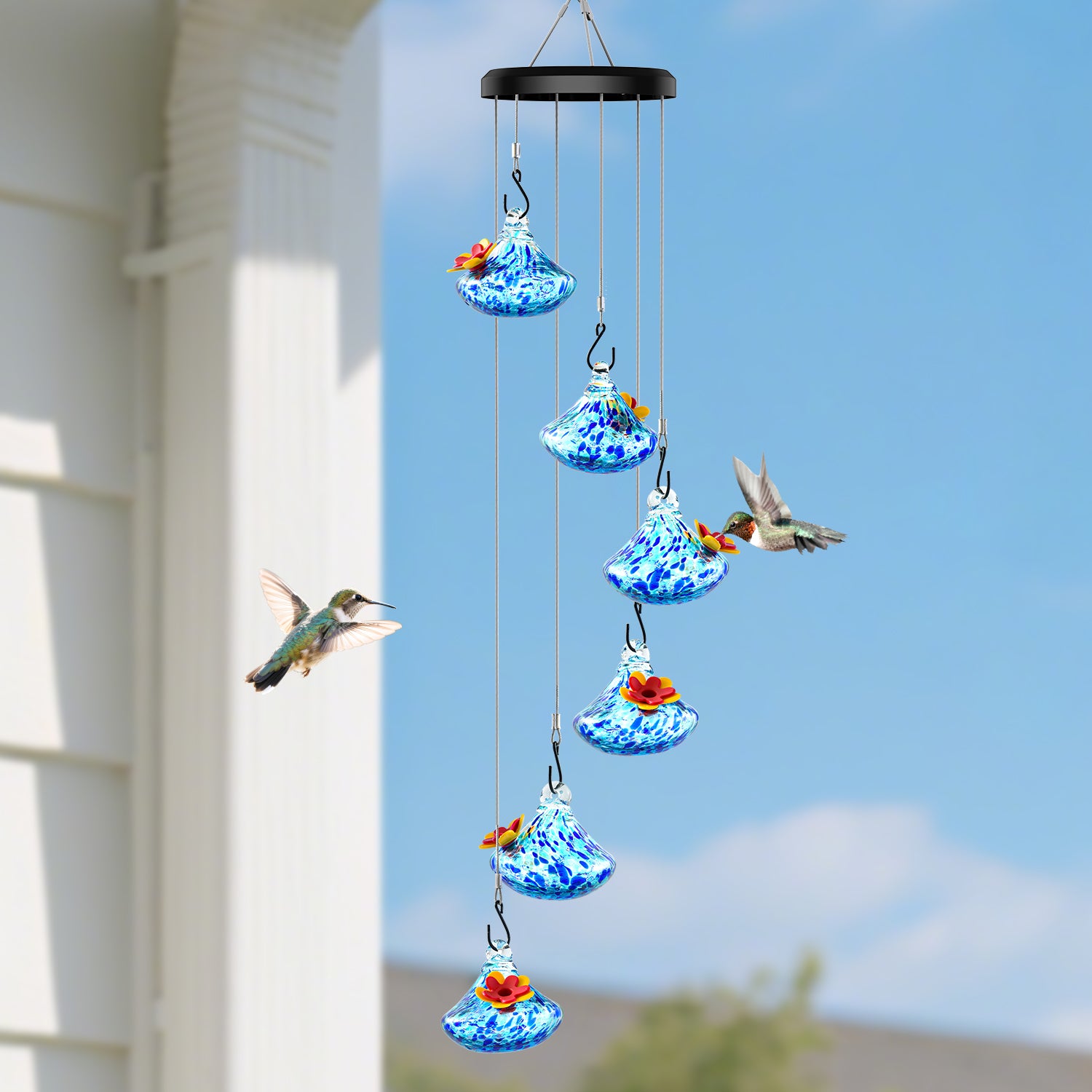 VINGUYS Hummingbird Feeder with Wind Chimes