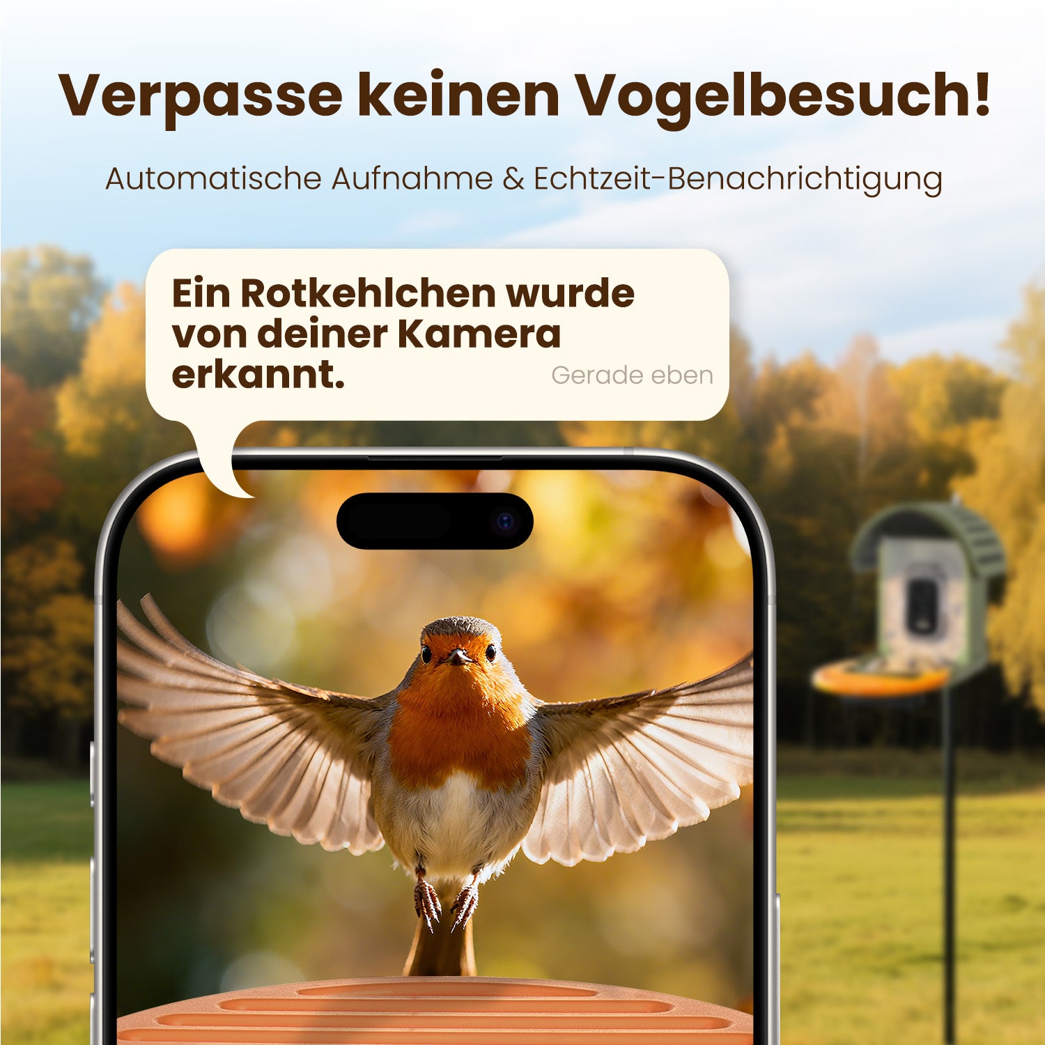 VINGUYS Intelligenter Vogelhäuschen-Futterspender V-Feeder mit 2.5K-Kamera