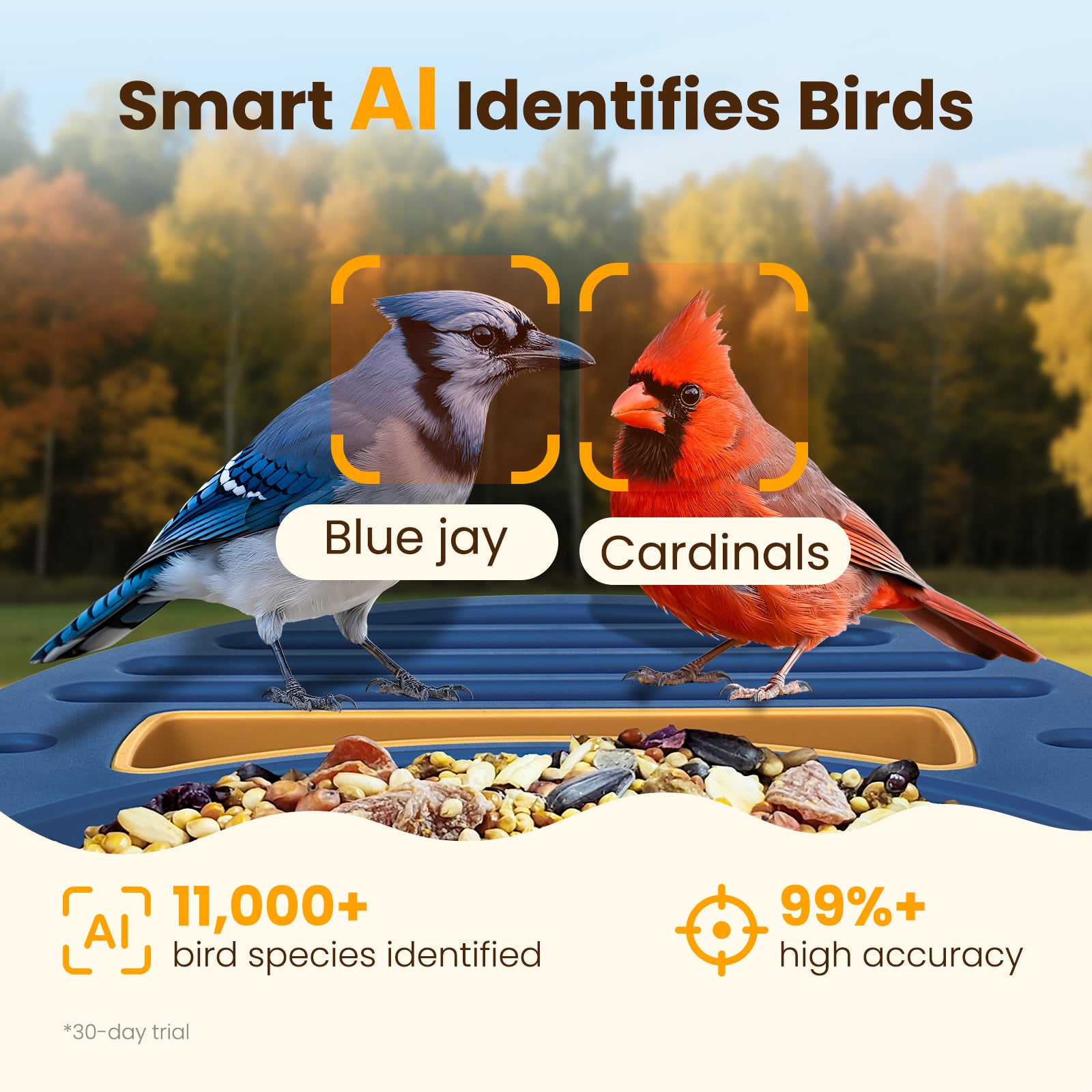 WLNYUGS Smart Bird Feeder with Camera, 2.5K UHD Bird Feeder Camera