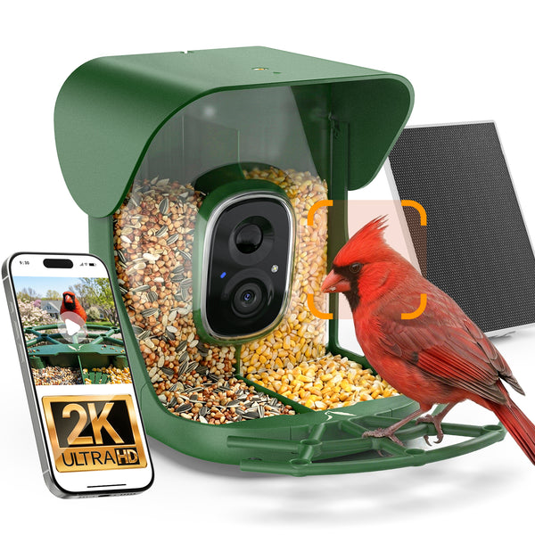 VINGUYS V-Feeder 2 Smart Bird Feeder - Solar Integrated & Dual Seed Compartments