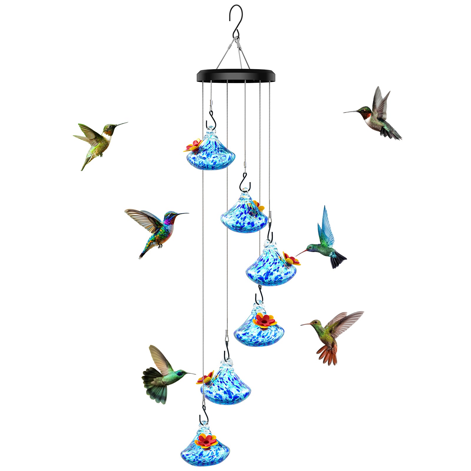 VINGUYS Hummingbird Feeder with Wind Chimes