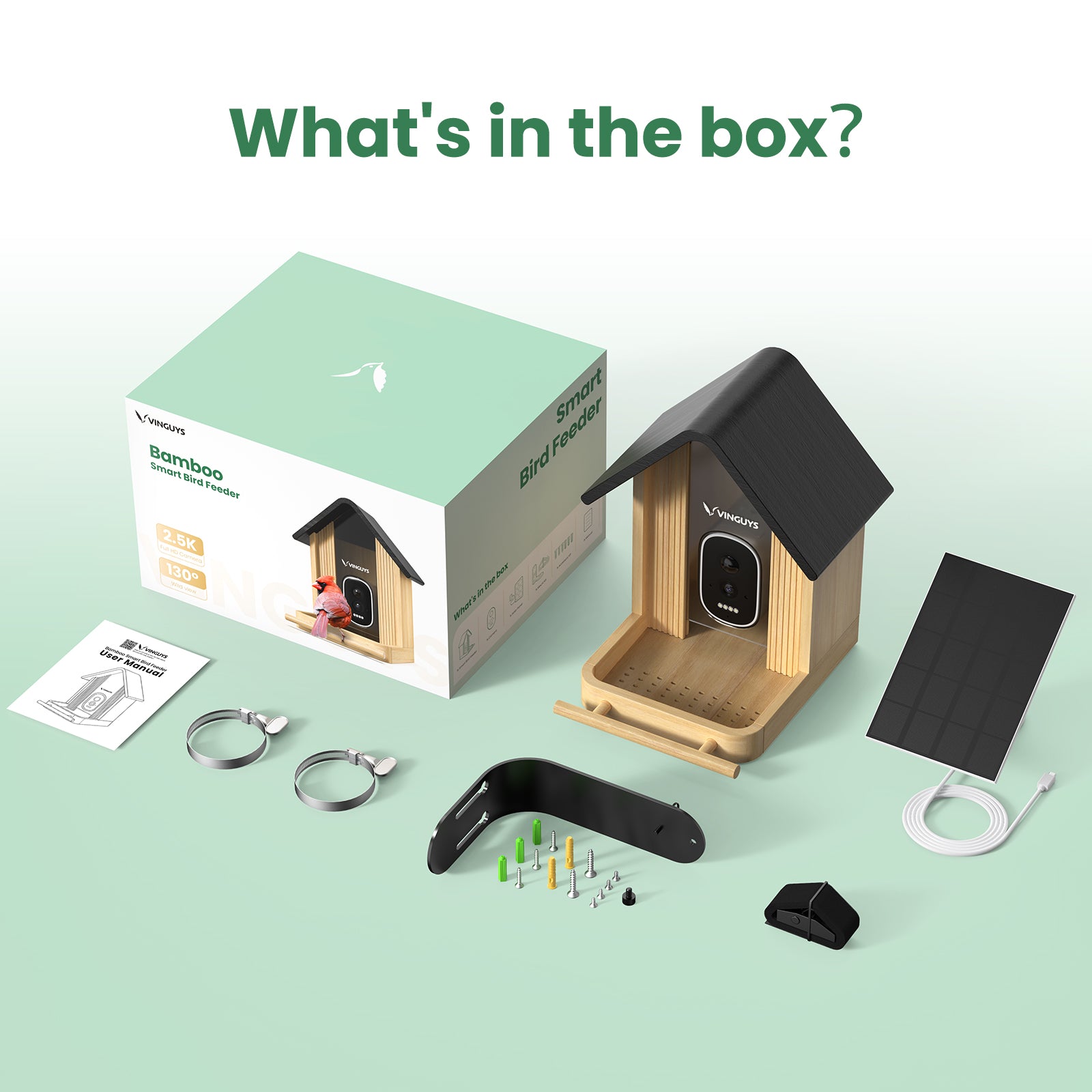 VINGUYS Smart Bird Feeder with Camera V-Feeder Bamboo