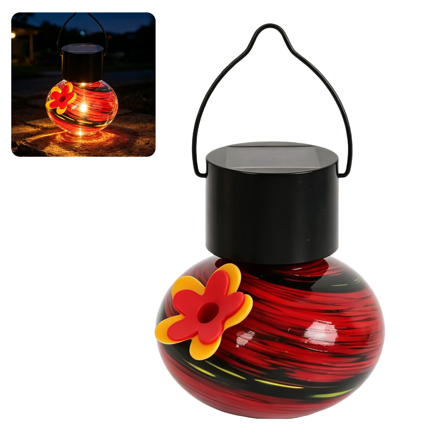 VINGUYS Solar Hummingbird Feeder with Light