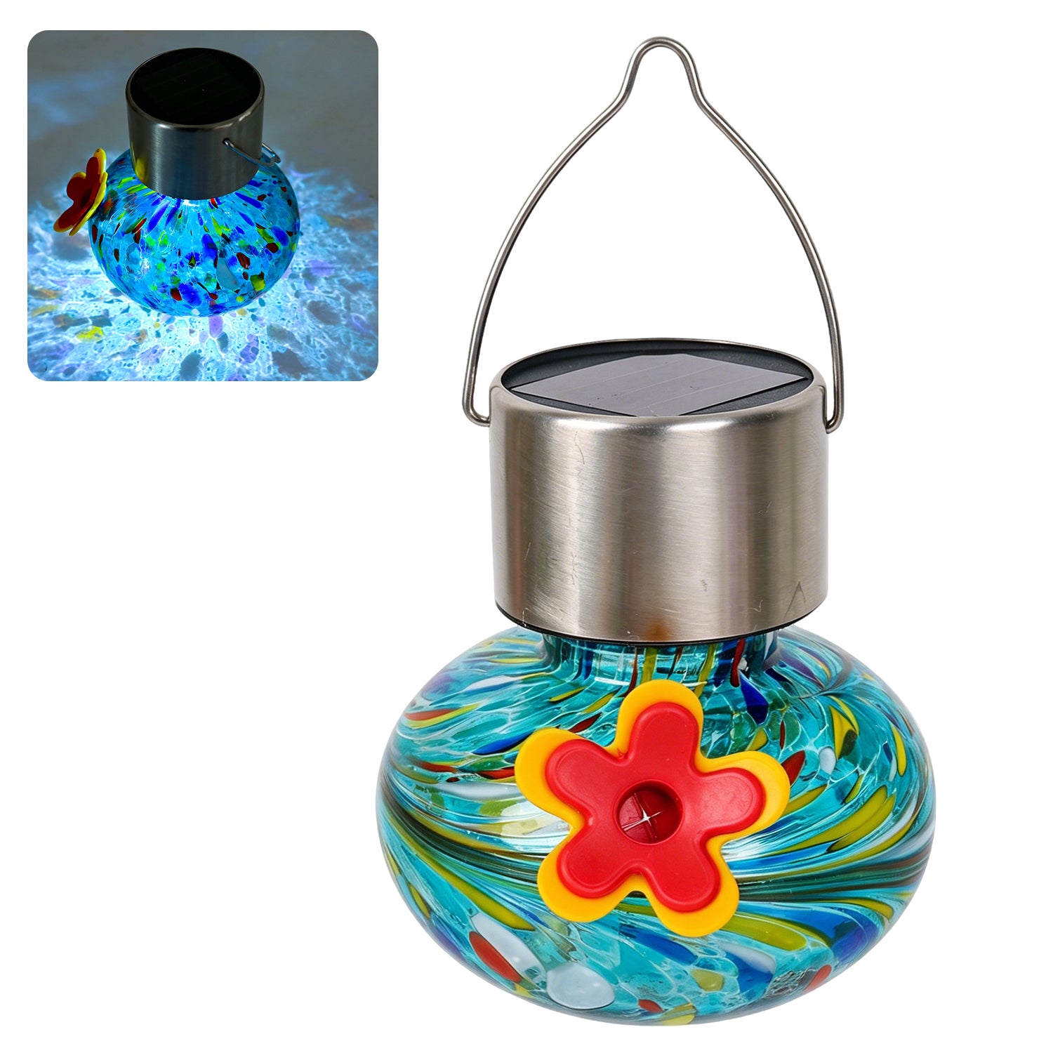 VINGUYS Solar Hummingbird Feeder with Light