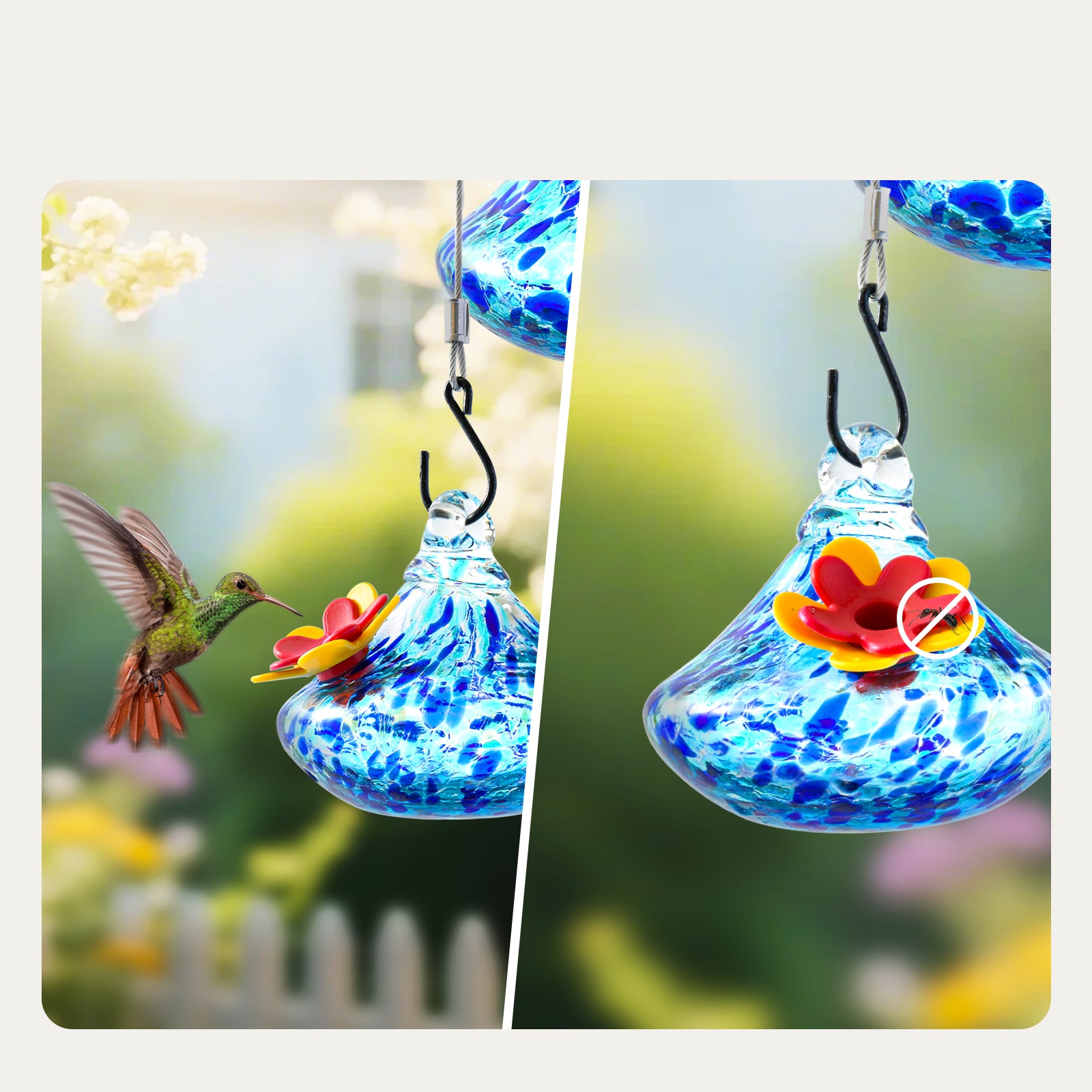 VINGUYS Hummingbird Feeder with Wind Chimes