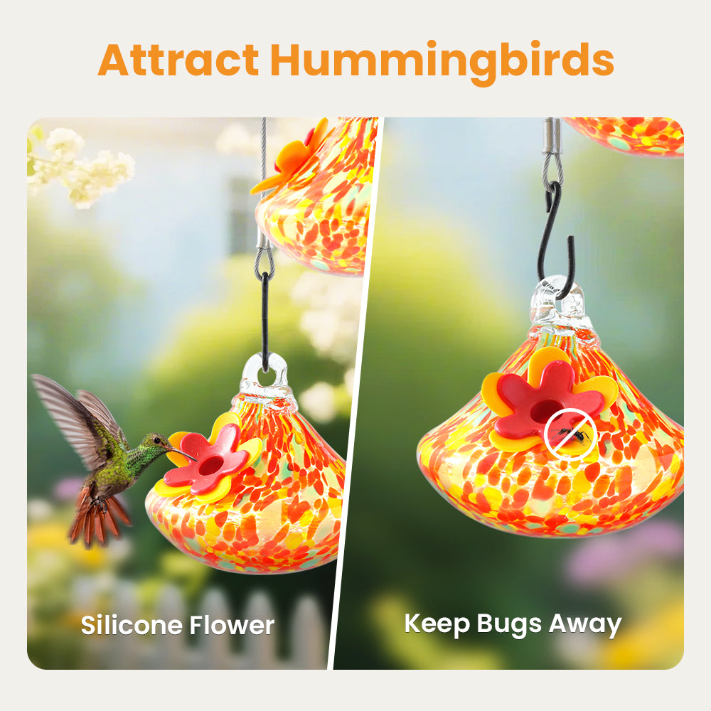 VINGUYS Hummingbird Feeder with Wind Chimes