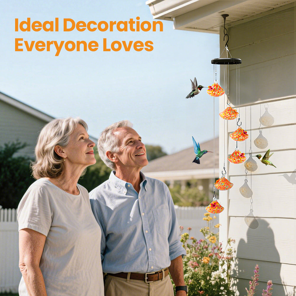 VINGUYS Hummingbird Feeder with Wind Chimes