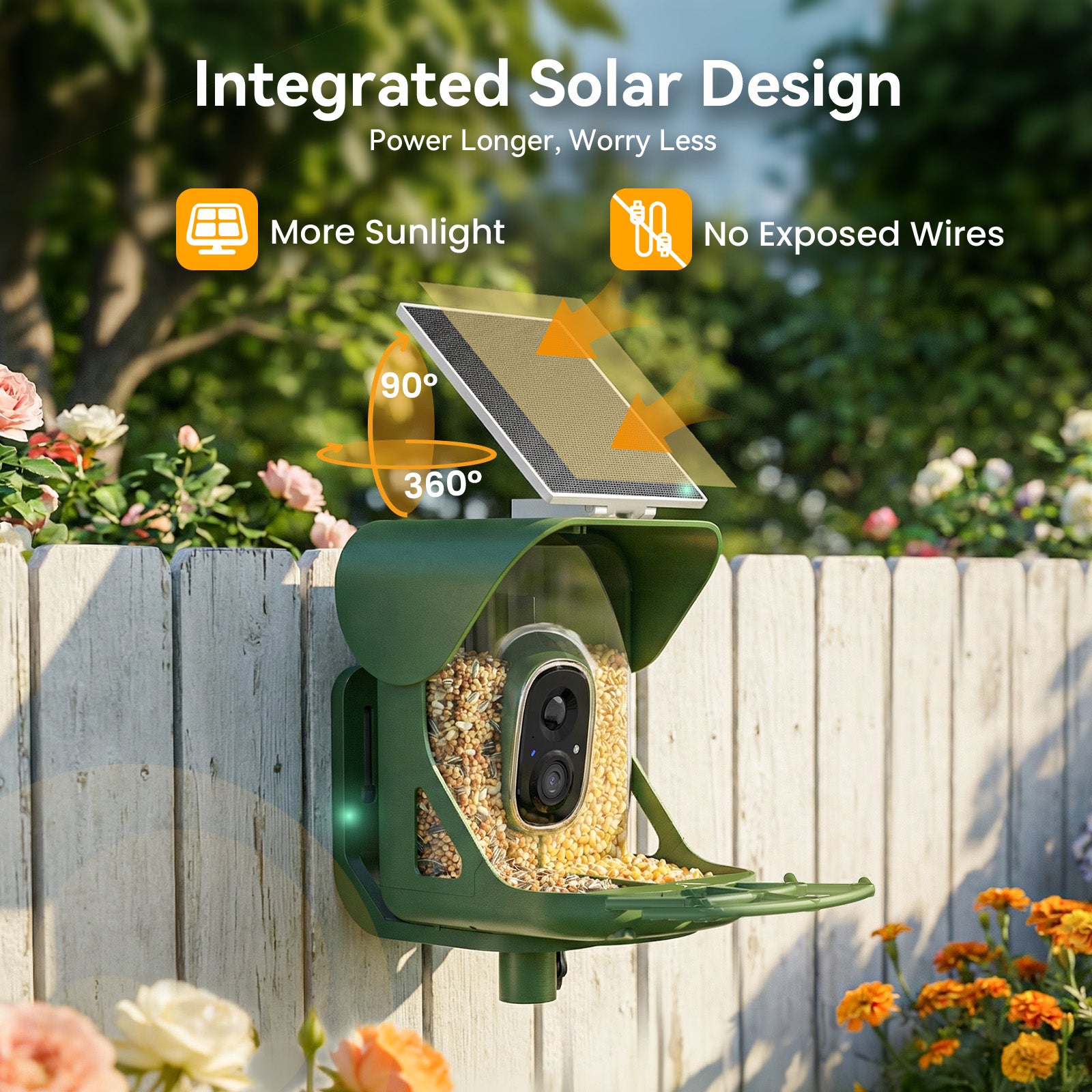VINGUYS V-Feeder 2 Smart Bird Feeder - Solar Integrated & Dual Seed Compartments