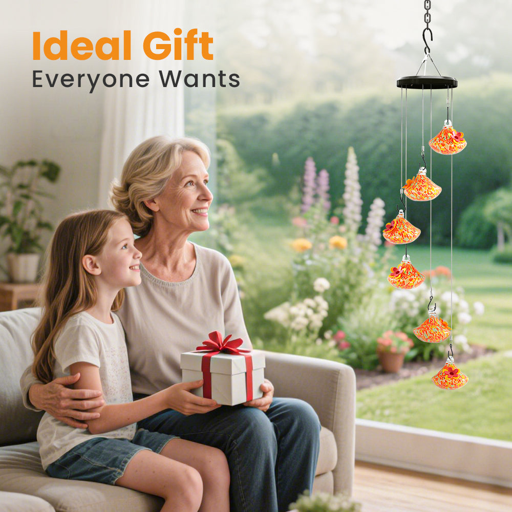 VINGUYS Hummingbird Feeder with Wind Chimes