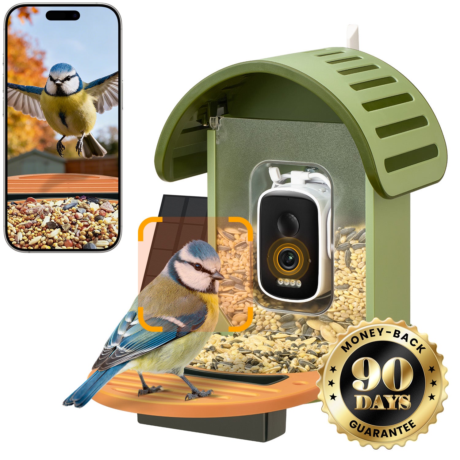 VINGUYS Intelligenter Vogelhäuschen-Futterspender V-Feeder mit 2.5K-Kamera