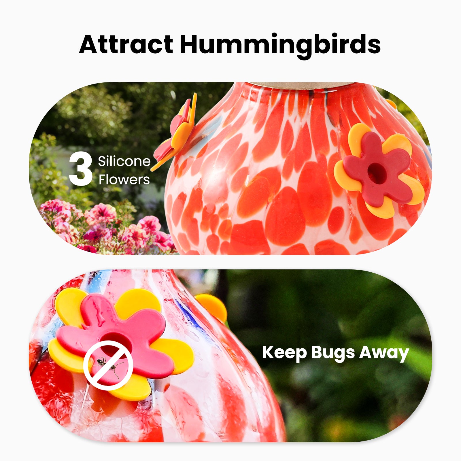 VINGUYS Solar Hummingbird Feeder with Light