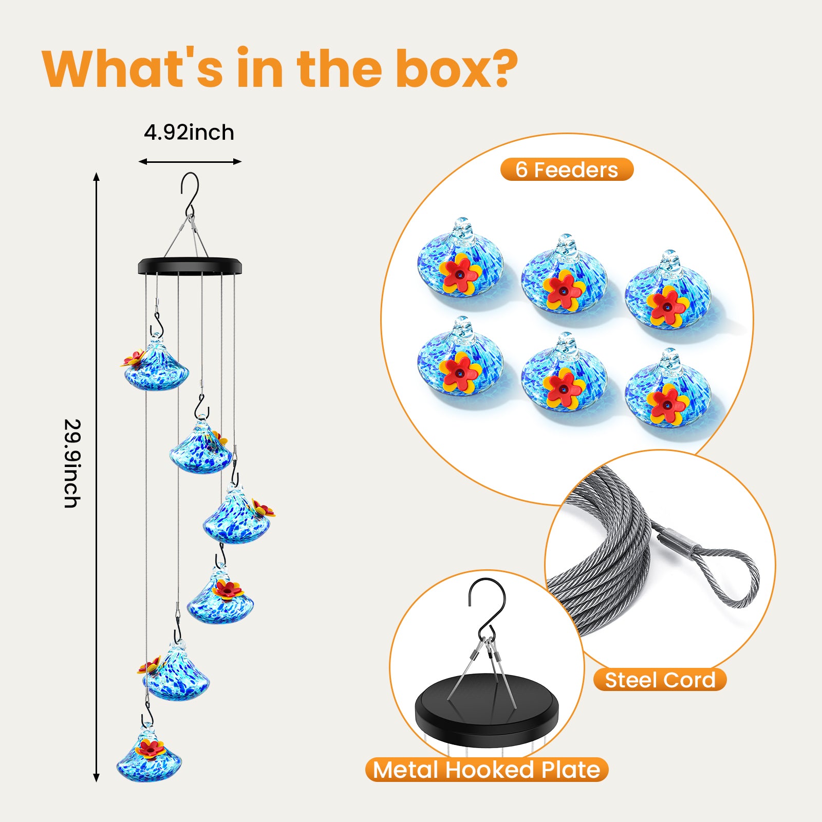 VINGUYS Hummingbird Feeder with Wind Chimes
