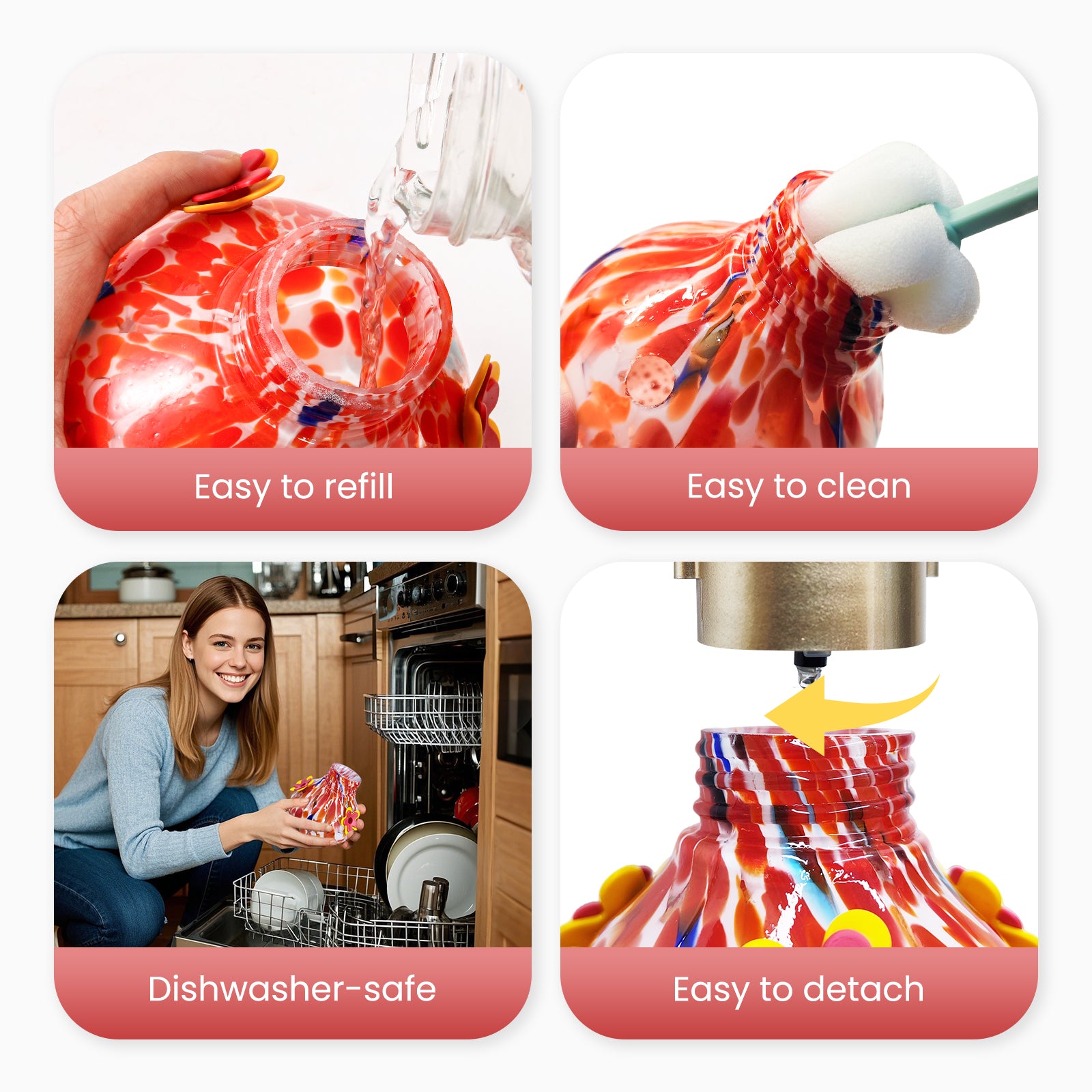 VINGUYS Solar Hummingbird Feeder with Light