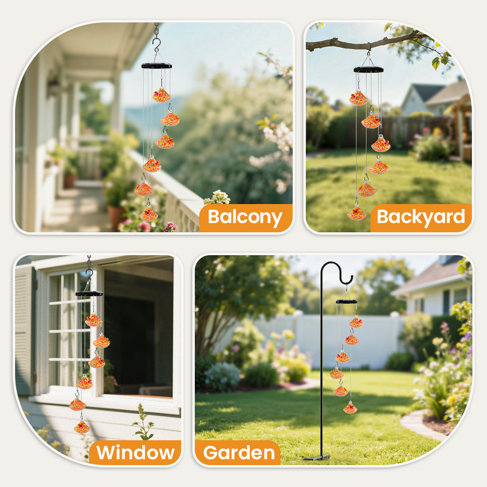 VINGUYS Hummingbird Feeder with Wind Chimes