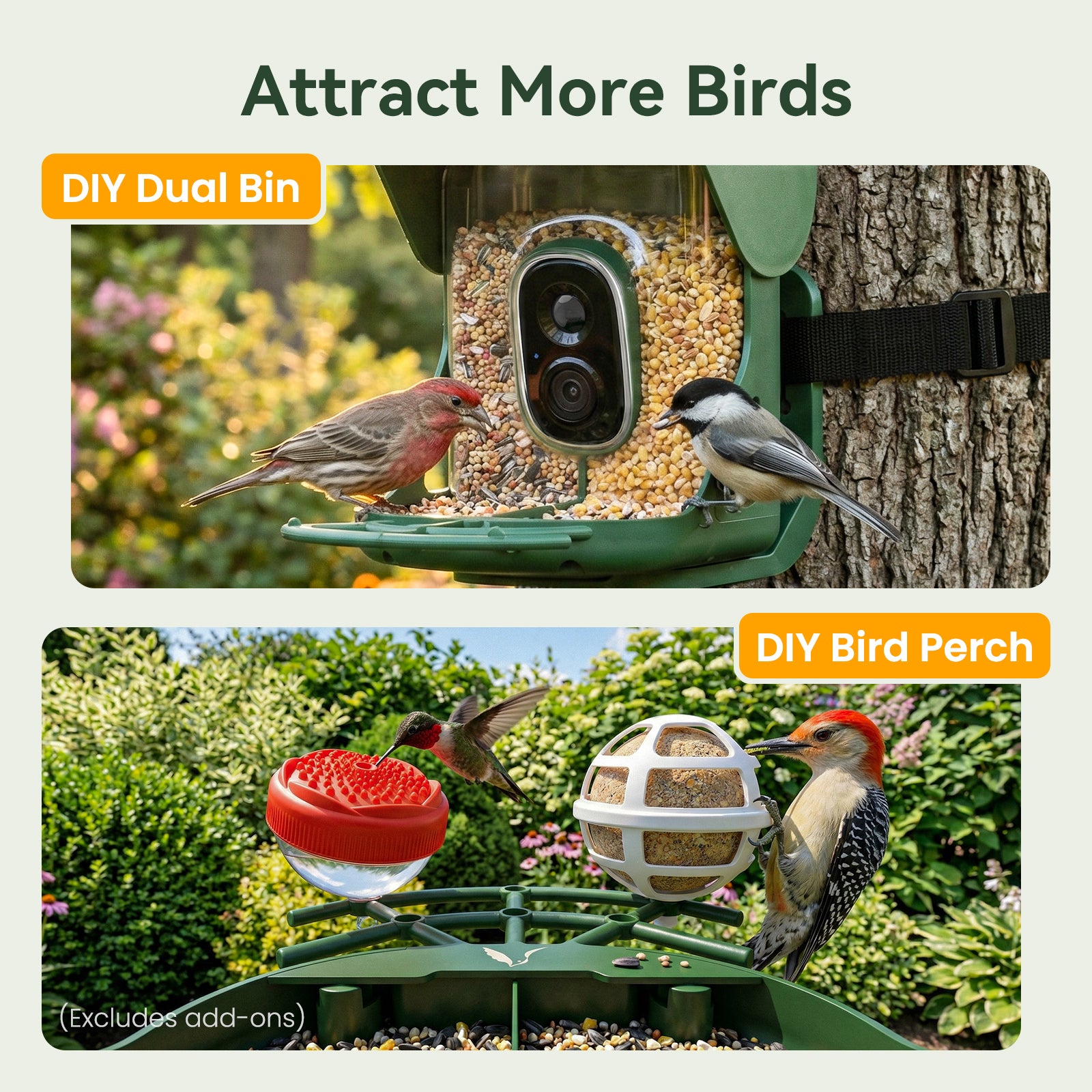 VINGUYS V-Feeder 2 Smart Bird Feeder - Solar Integrated & Dual Seed Compartments