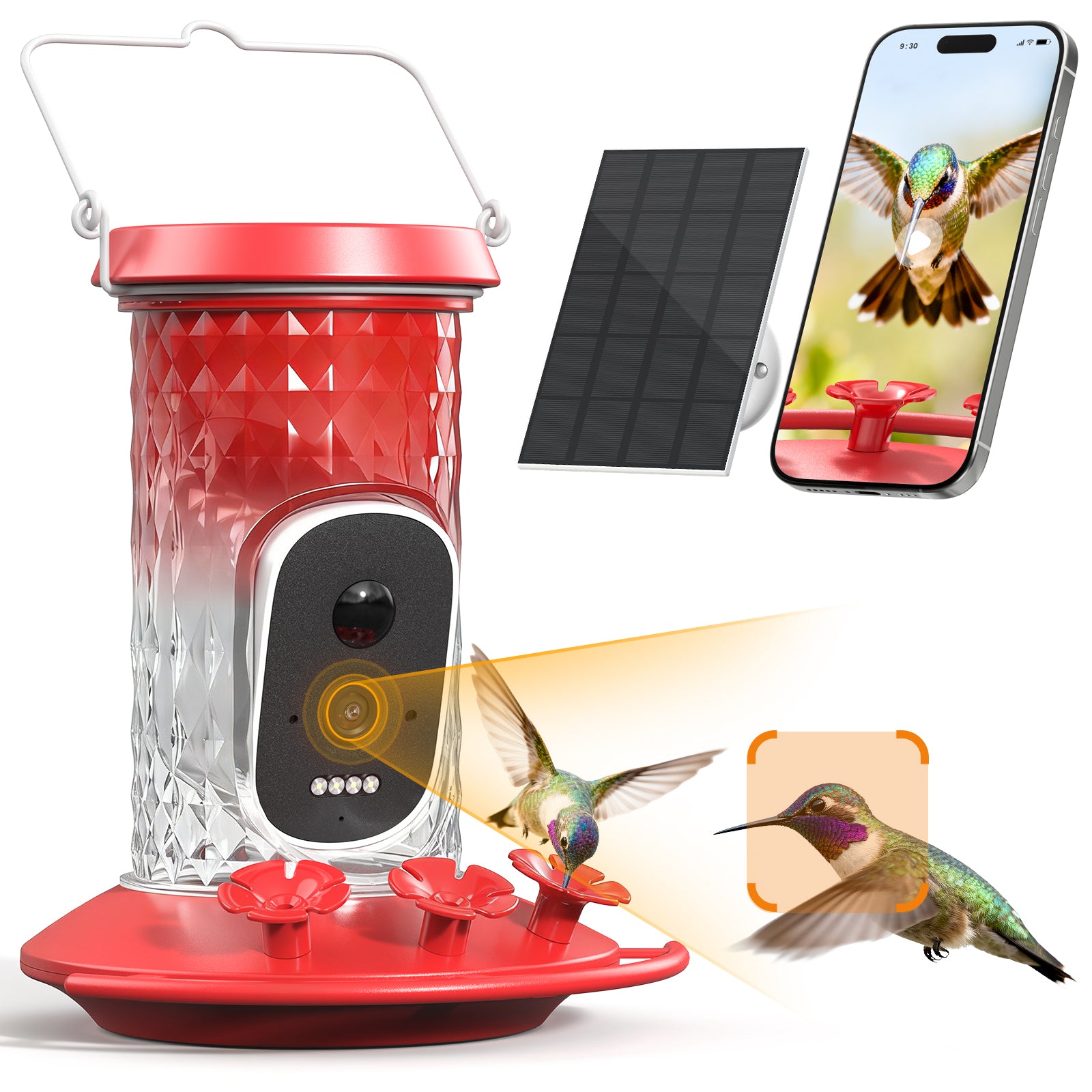 VINGUYS V-Humbird Feeder Smart Hummingbird Feeder 160° Wide View Camera