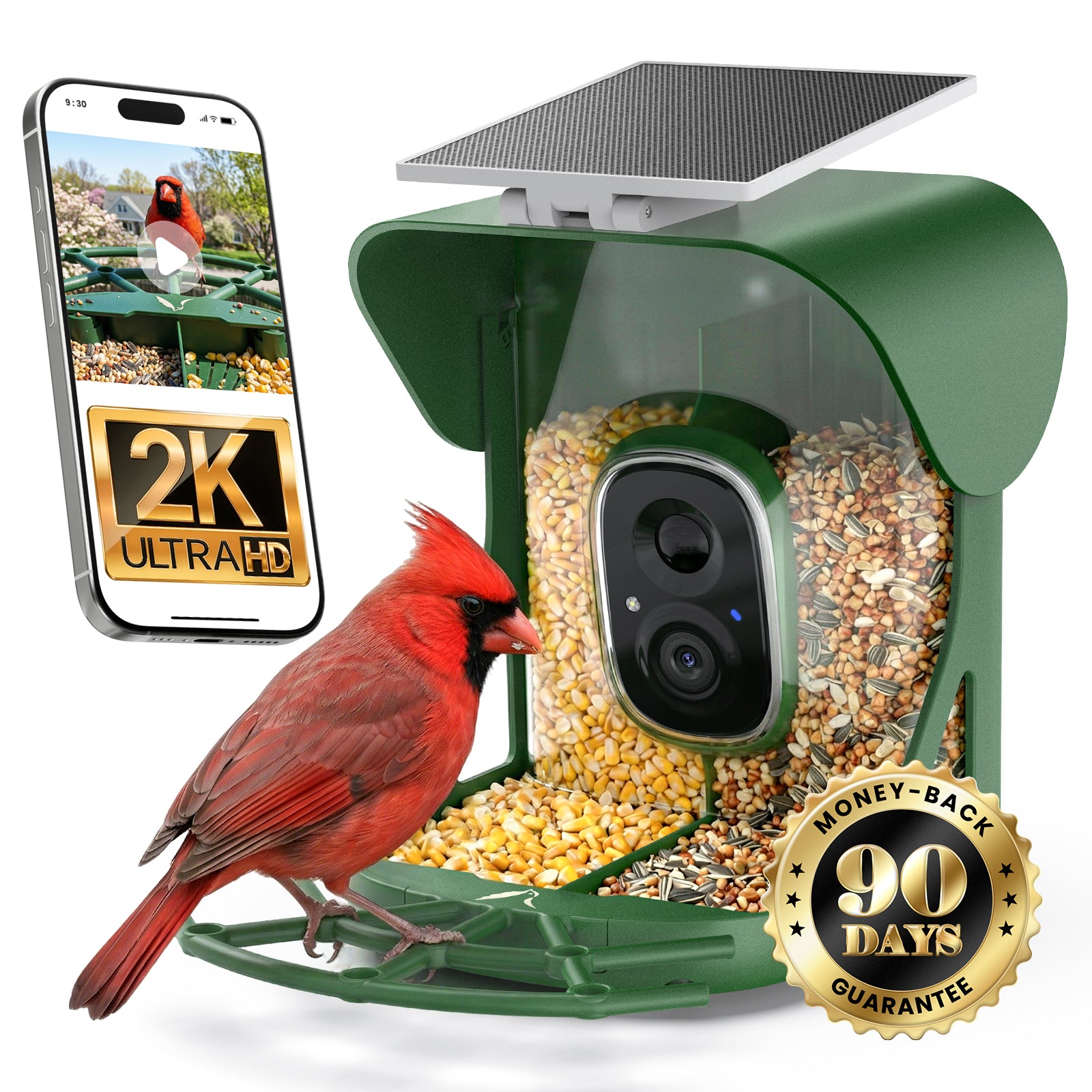 VINGUYS V-Feeder 2 Smart Bird Feeder - Solar Integrated & Dual Seed Compartments